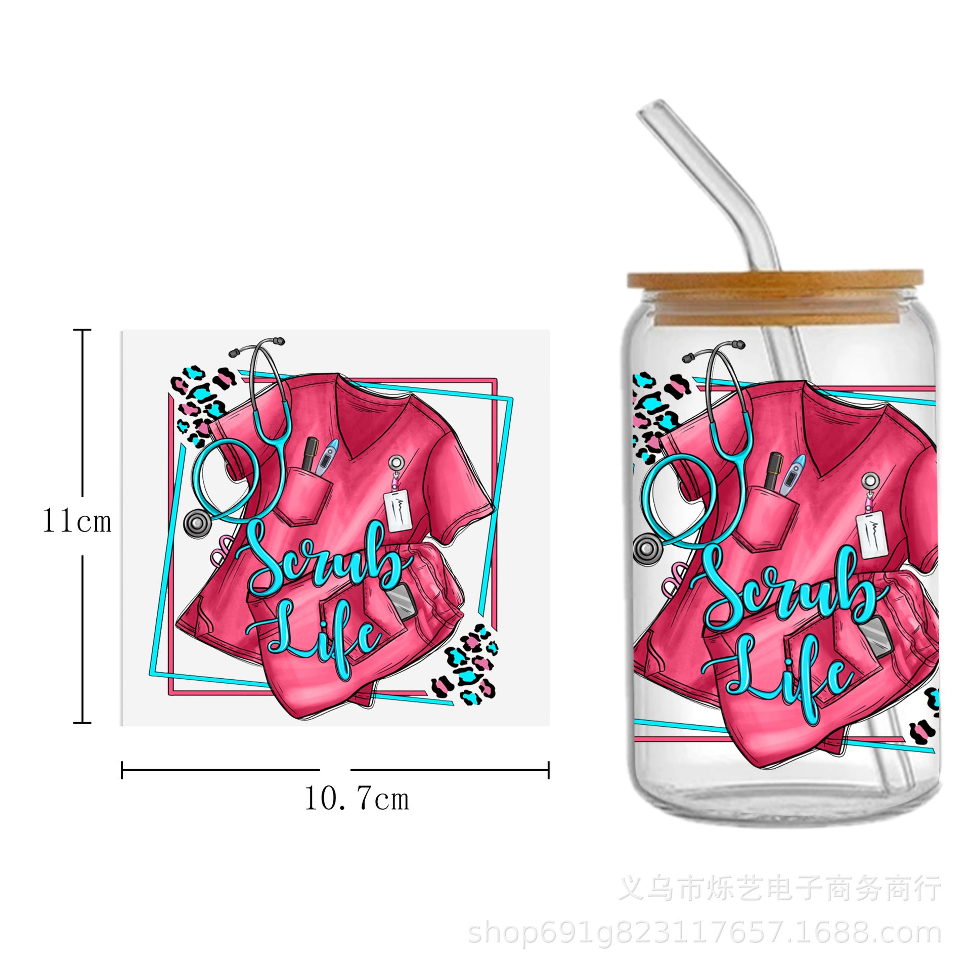 Wholesale Medical Nurse Doctor Health Series UV DTF Transfer Crystal Label Cup Sticker